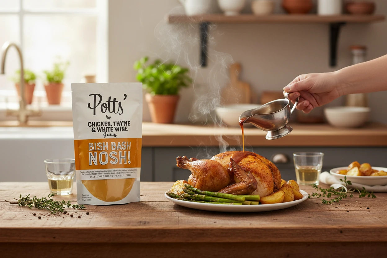 Potts' Chicken, Thyme & White Wine Gravy