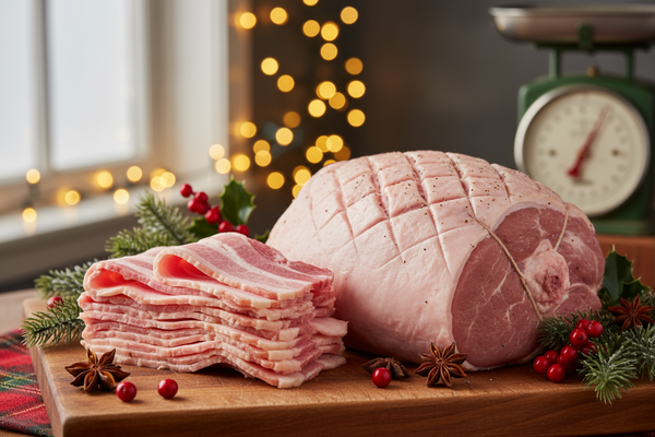Christmas sliced bacon and plain gammon joint