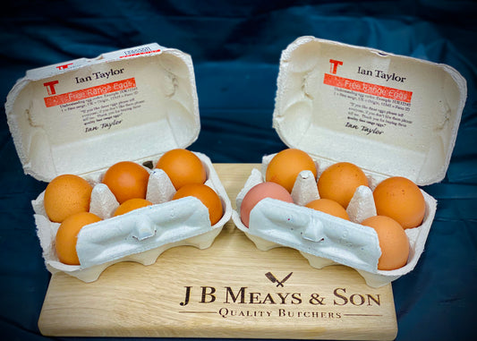 Extra large free range eggs locally sourced from Ian Taylor in Harrogate, North Yorkshire.